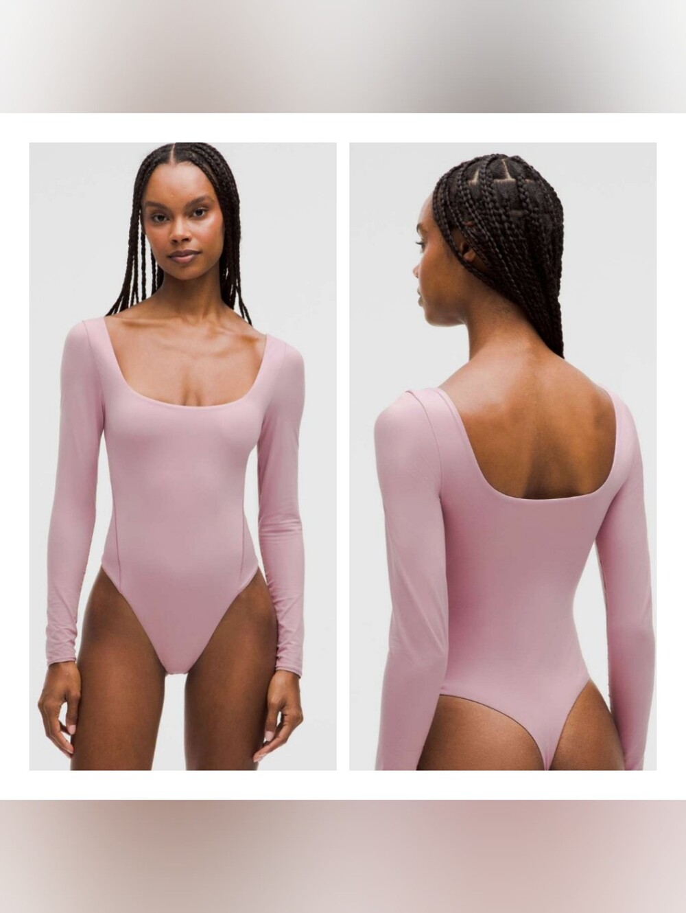 Lululemon Wundermost Ultra-Soft Nulu Square-Neck Long-Sleeve Bodysuit Rose Blush